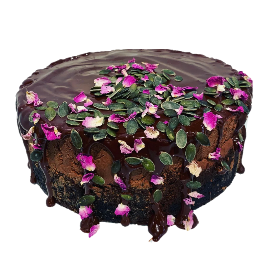 CHOCOLATE NUT-FREE PUMPKIN CAKE DECORATED