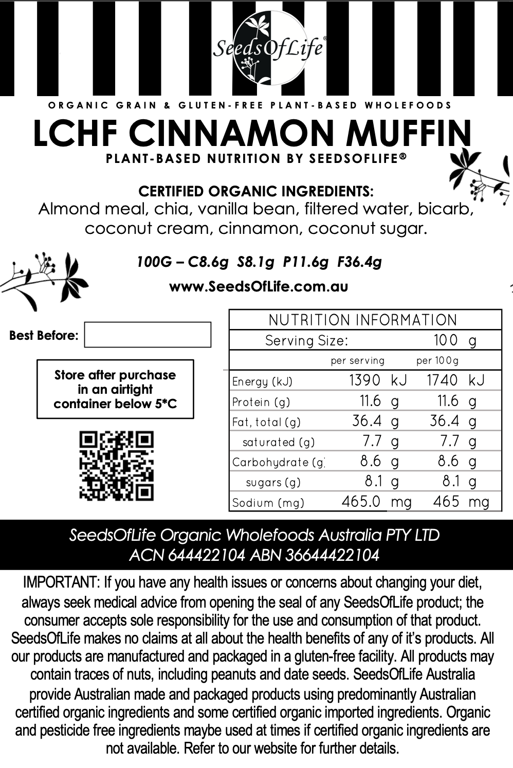 LOW CARB CINNAMON MUFFIN 120g x 6
