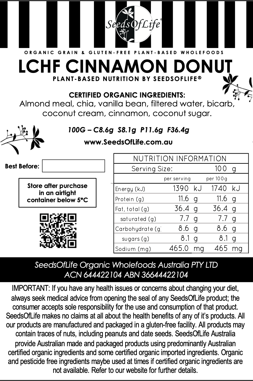 LOW CARB CINNAMON DONUT 80g x 6