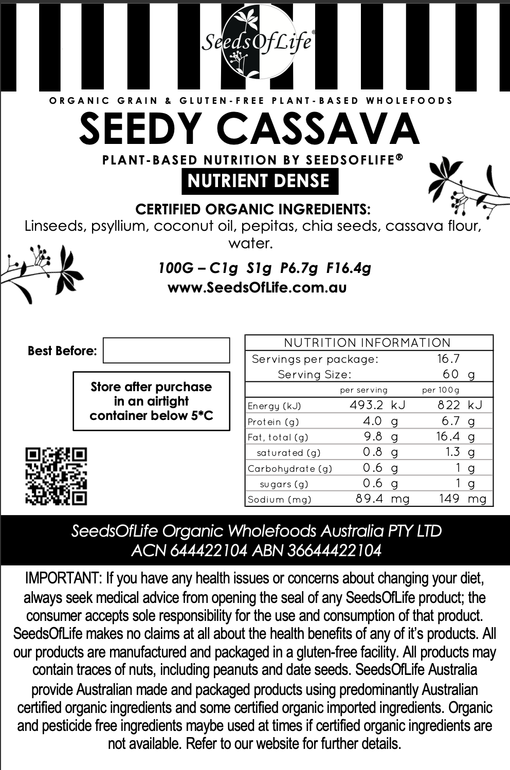 SEEDY CASSAVA BREAD 1kg