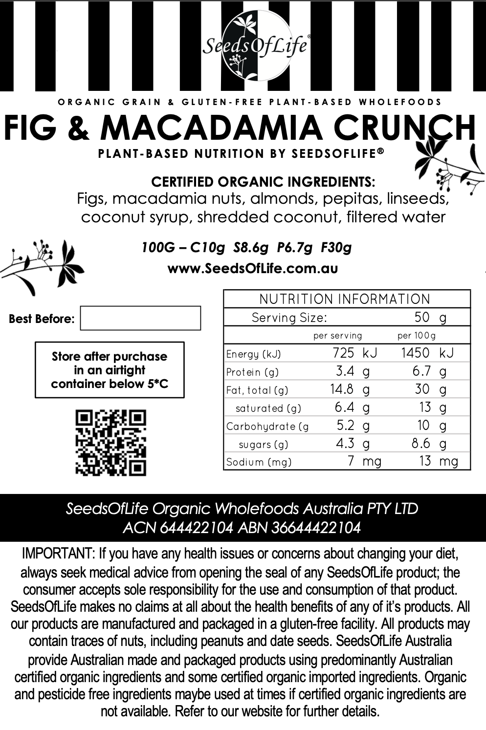 ACTIVATED FIG & MACADAMIA CRUNCH 250g
