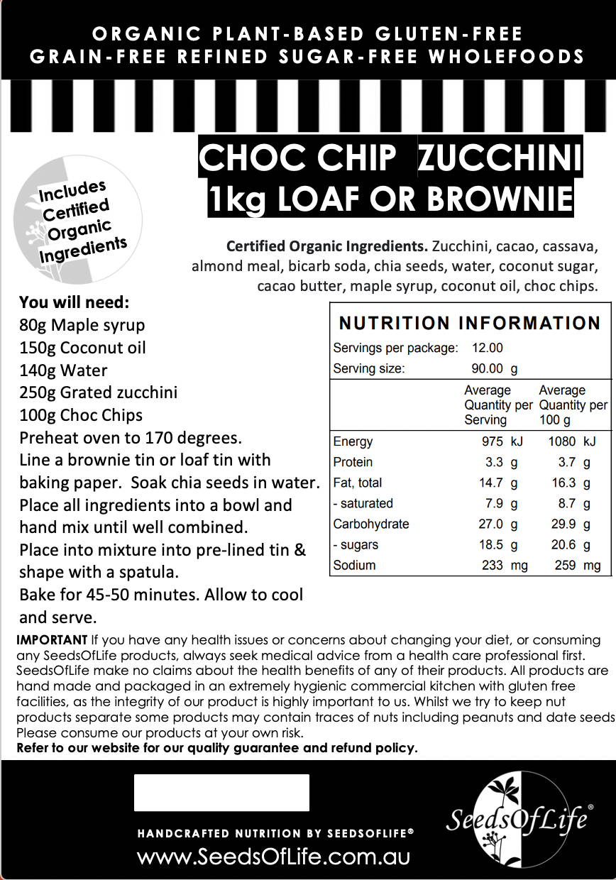 PREMIX ZUCCHINI & CHOC BROWNIE 1kg