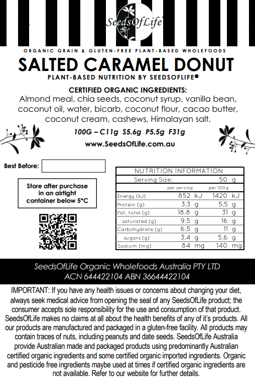 LOW CARB SALTED CARAMEL DONUT 90g