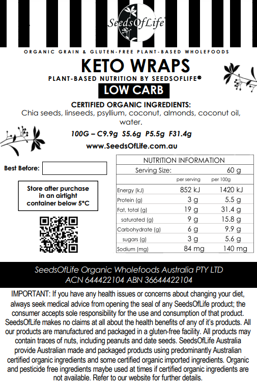 FROZEN KETO WRAPS x 4