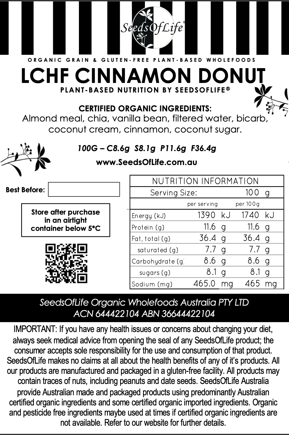 LOW CARB CINNAMON DONUT 80g