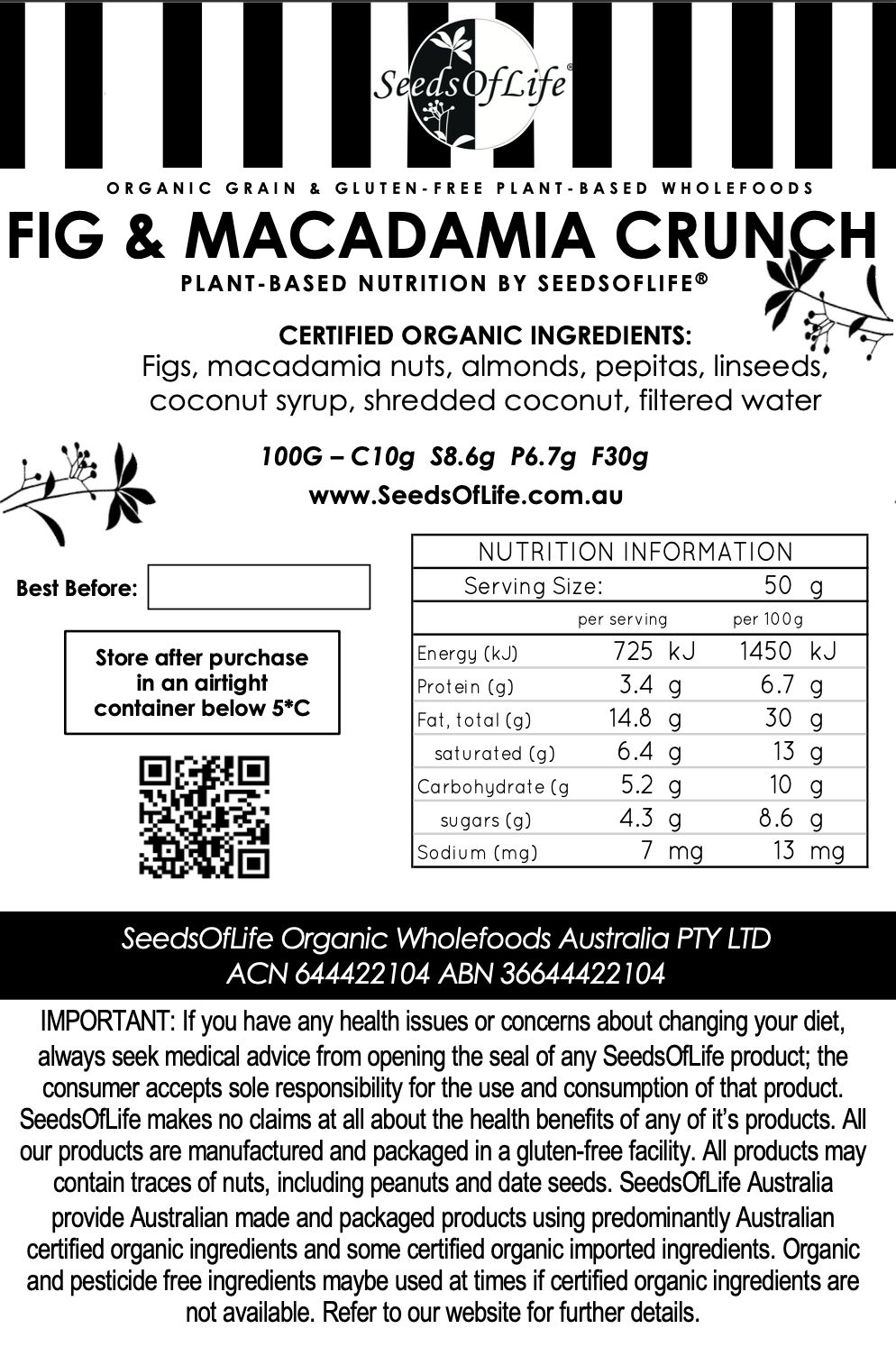 FIG & MACADAMIA CRUNCH MUESLI 1kg