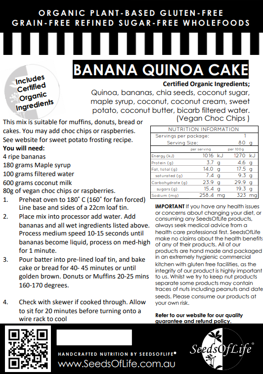 PREMIX BANANA QUINOA SINGLE LAYER CAKE OR DONUTS